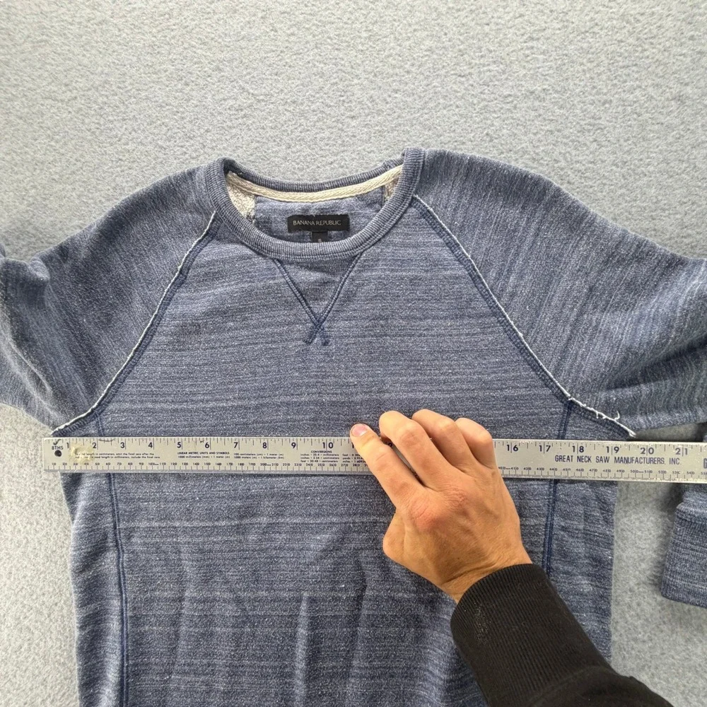 Banana Republic Mens Small Blue Marled French Terry Crewneck Sweatshirt Raglan